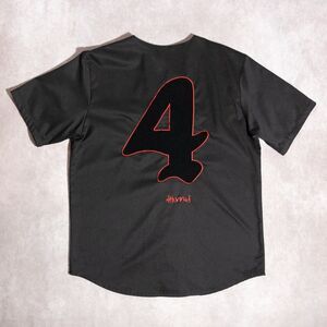 4 HUNNID By YG Button Down Black 2019 Baseball Jersey Chenille Mens Size Large